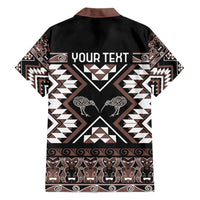 Personalised Taniko Motifs Aotearoa Family Matching Short Sleeve Bodycon Dress and Hawaiian Shirt Waitangi Kowhaiwhai Kiwi - Mocha LT7 - Polynesian Pride