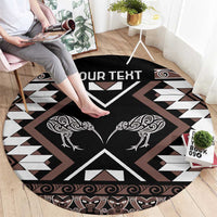 Personalised Taniko Motifs Aotearoa Round Carpet Waitangi Kowhaiwhai Kiwi - Mocha LT7 - Polynesian Pride