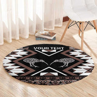 Personalised Taniko Motifs Aotearoa Round Carpet Waitangi Kowhaiwhai Kiwi - Mocha LT7 - Polynesian Pride