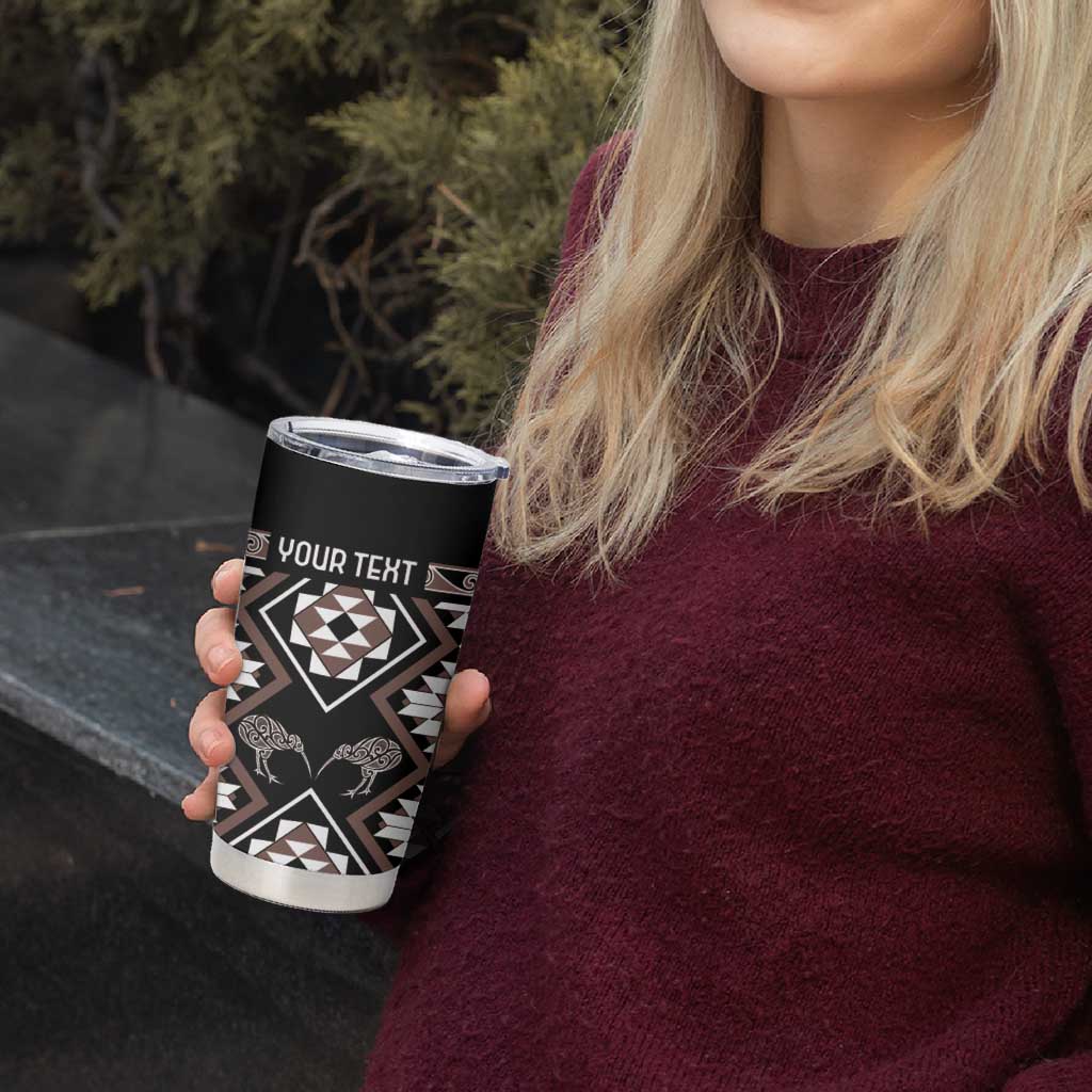 Personalised Taniko Motifs Aotearoa Tumbler Cup Waitangi Kowhaiwhai Kiwi - Mocha