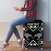 Personalised Taniko Motifs Aotearoa Luggage Cover Waitangi Kowhaiwhai Kiwi - Monochrome