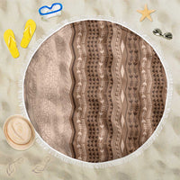 Vintage Beige Hawaiian Traditional Kapa Mix Flowers Lei Beach Blanket