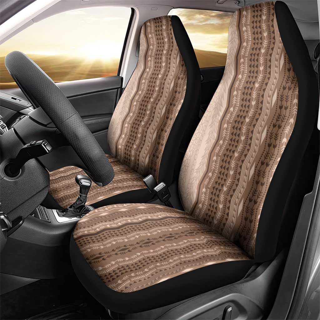 Vintage Beige Hawaiian Traditional Kapa Mix Flowers Lei Car Seat Cover