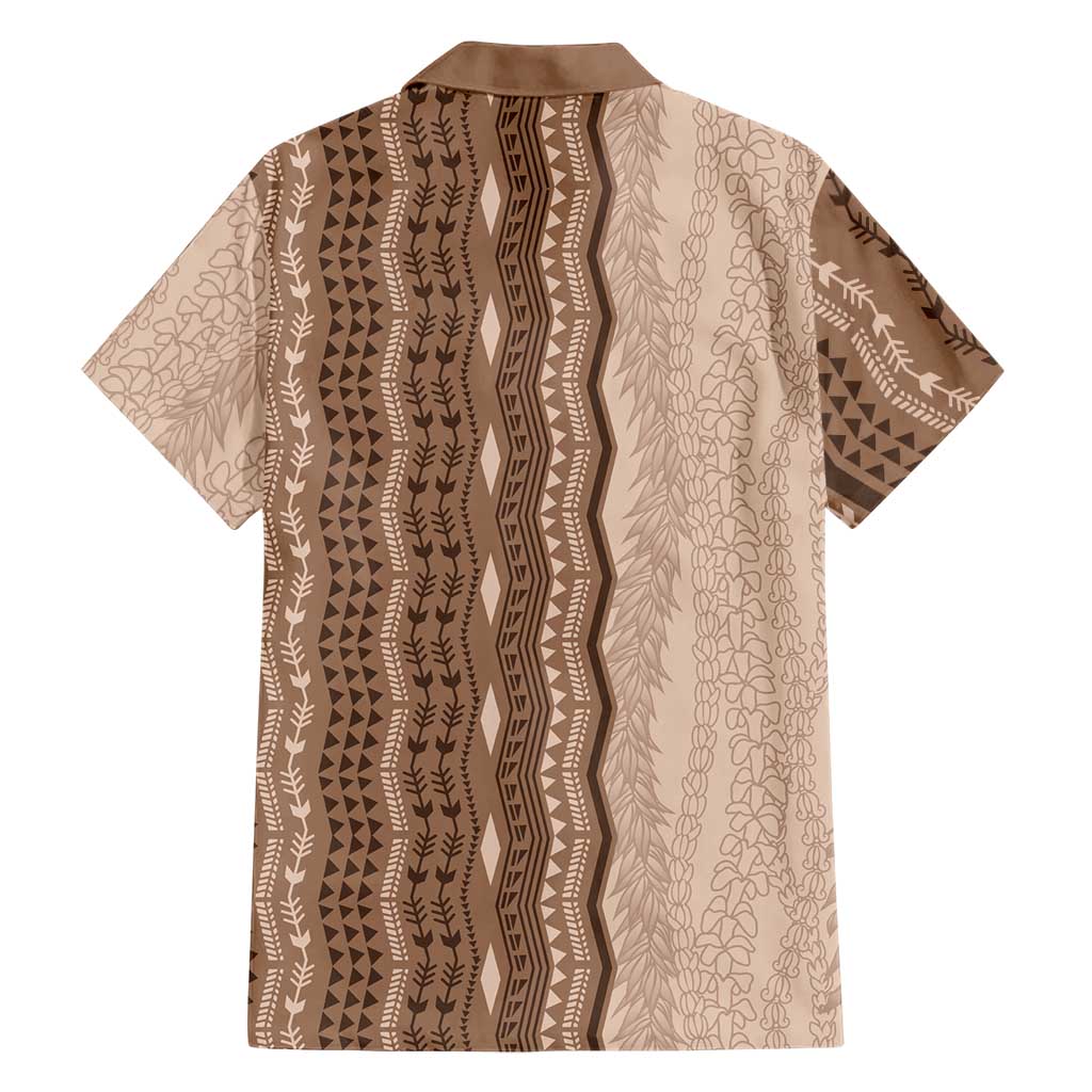 Vintage Beige Hawaiian Traditional Kapa Mix Flowers Lei Family Matching Puletasi and Hawaiian Shirt LT7 - Polynesian Pride