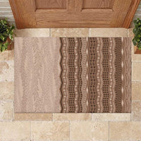 Vintage Beige Hawaiian Traditional Kapa Mix Flowers Lei Rubber Doormat