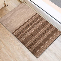 Vintage Beige Hawaiian Traditional Kapa Mix Flowers Lei Rubber Doormat