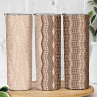 Vintage Beige Hawaiian Traditional Kapa Mix Flowers Lei Skinny Tumbler LT7 - Polynesian Pride