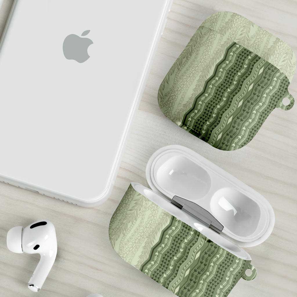 Vintage Sage Green Hawaiian Traditional Kapa Mix Flowers Lei AirPods Case