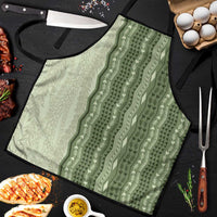 Vintage Sage Green Hawaiian Traditional Kapa Mix Flowers Lei Apron