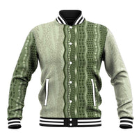 Vintage Sage Green Hawaiian Traditional Kapa Mix Flowers Lei Baseball Jacket