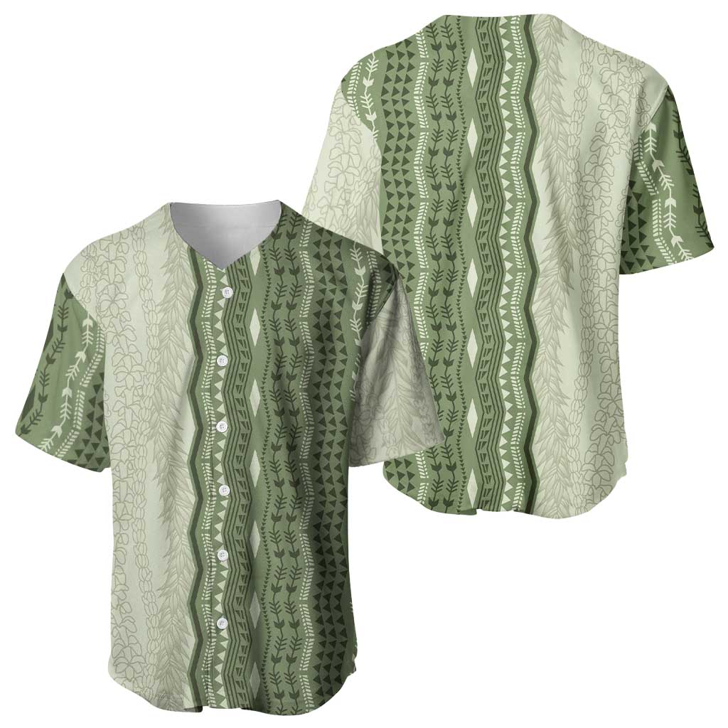 Vintage Sage Green Hawaiian Traditional Kapa Mix Flowers Lei Baseball Jersey
