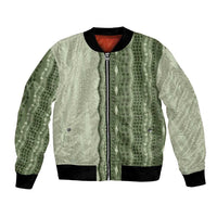 Vintage Sage Green Hawaiian Traditional Kapa Mix Flowers Lei Bomber Jacket