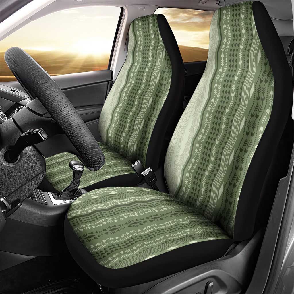 Vintage Sage Green Hawaiian Traditional Kapa Mix Flowers Lei Car Seat Cover