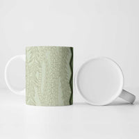 Vintage Sage Green Hawaiian Traditional Kapa Mix Flowers Lei Ceramic Mug