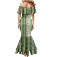 Vintage Sage Green Hawaiian Traditional Kapa Mix Flowers Lei Family Matching Mermaid Dress and Hawaiian Shirt LT7 - Polynesian Pride