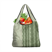Vintage Sage Green Hawaiian Traditional Kapa Mix Flowers Lei Grocery Bag