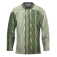 Vintage Sage Green Hawaiian Traditional Kapa Mix Flowers Lei Hockey Jersey