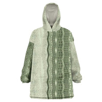 Vintage Sage Green Hawaiian Traditional Kapa Mix Flowers Lei Wearable Blanket Hoodie LT7 One Size Sage Green - Polynesian Pride