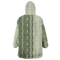 Vintage Sage Green Hawaiian Traditional Kapa Mix Flowers Lei Wearable Blanket Hoodie LT7 - Polynesian Pride