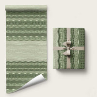Vintage Sage Green Hawaiian Traditional Kapa Mix Flowers Lei Wrapping Paper