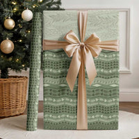 Vintage Sage Green Hawaiian Traditional Kapa Mix Flowers Lei Wrapping Paper