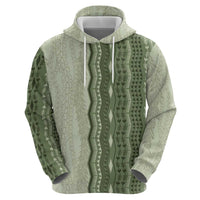 Vintage Sage Green Hawaiian Traditional Kapa Mix Flowers Lei Zip Hoodie