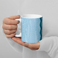Vintage Cobalt Blue Hawaiian Traditional Kapa Mix Flowers Lei Ceramic Mug