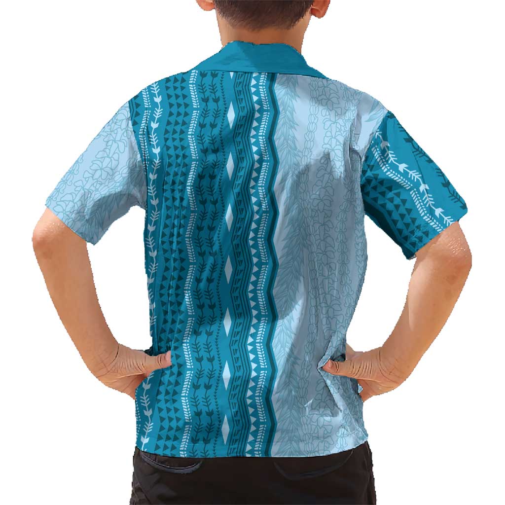 Vintage Cobalt Blue Hawaiian Traditional Kapa Mix Flowers Lei Family Matching Summer Maxi Dress and Hawaiian Shirt LT7 - Polynesian Pride