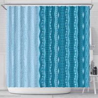 Vintage Cobalt Blue Hawaiian Traditional Kapa Mix Flowers Lei Shower Curtain