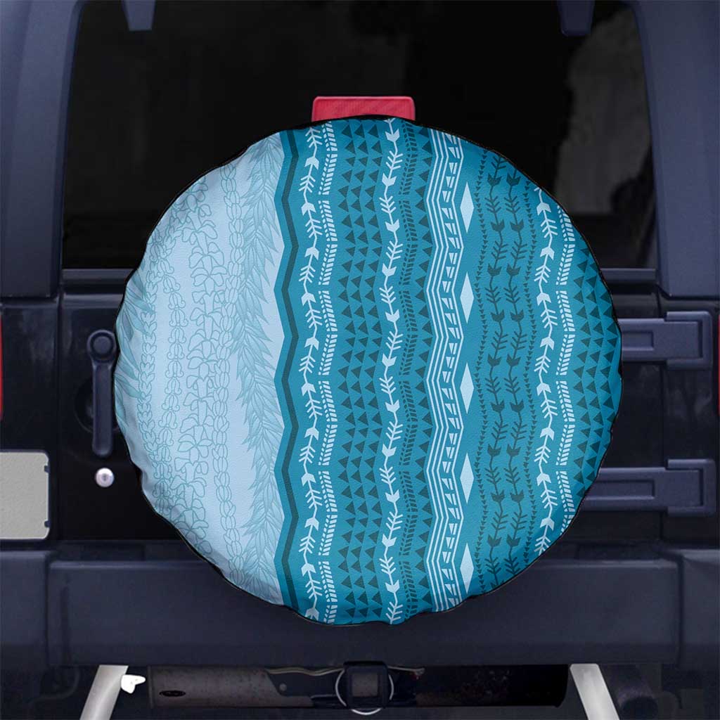 Vintage Cobalt Blue Hawaiian Traditional Kapa Mix Flowers Lei Spare Tire Cover