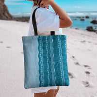 Vintage Cobalt Blue Hawaiian Traditional Kapa Mix Flowers Lei Tote Bag