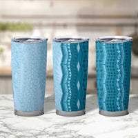 Vintage Cobalt Blue Hawaiian Traditional Kapa Mix Flowers Lei Tumbler Cup