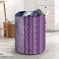 Vintage Violet Hawaiian Traditional Kapa Mix Flowers Lei Laundry Basket