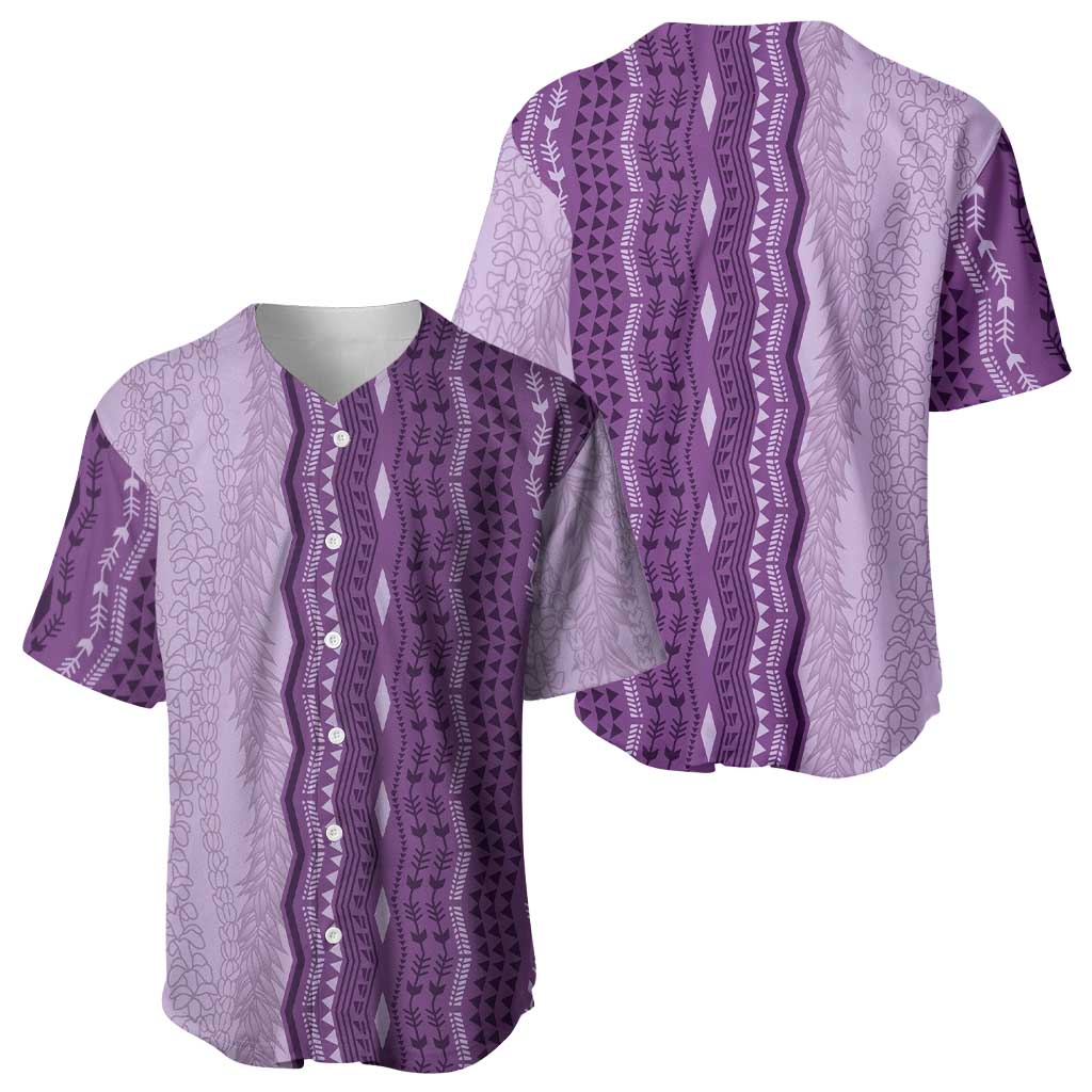 Vintage Violet Hawaiian Traditional Kapa Mix Flowers Lei Baseball Jersey