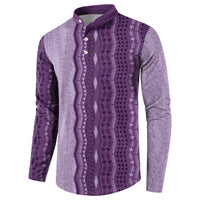 Vintage Violet Hawaiian Traditional Kapa Mix Flowers Lei Button Sweatshirt