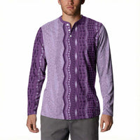 Vintage Violet Hawaiian Traditional Kapa Mix Flowers Lei Button Sweatshirt
