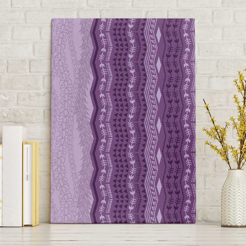 Vintage Violet Hawaiian Traditional Kapa Mix Flowers Lei Canvas Wall Art
