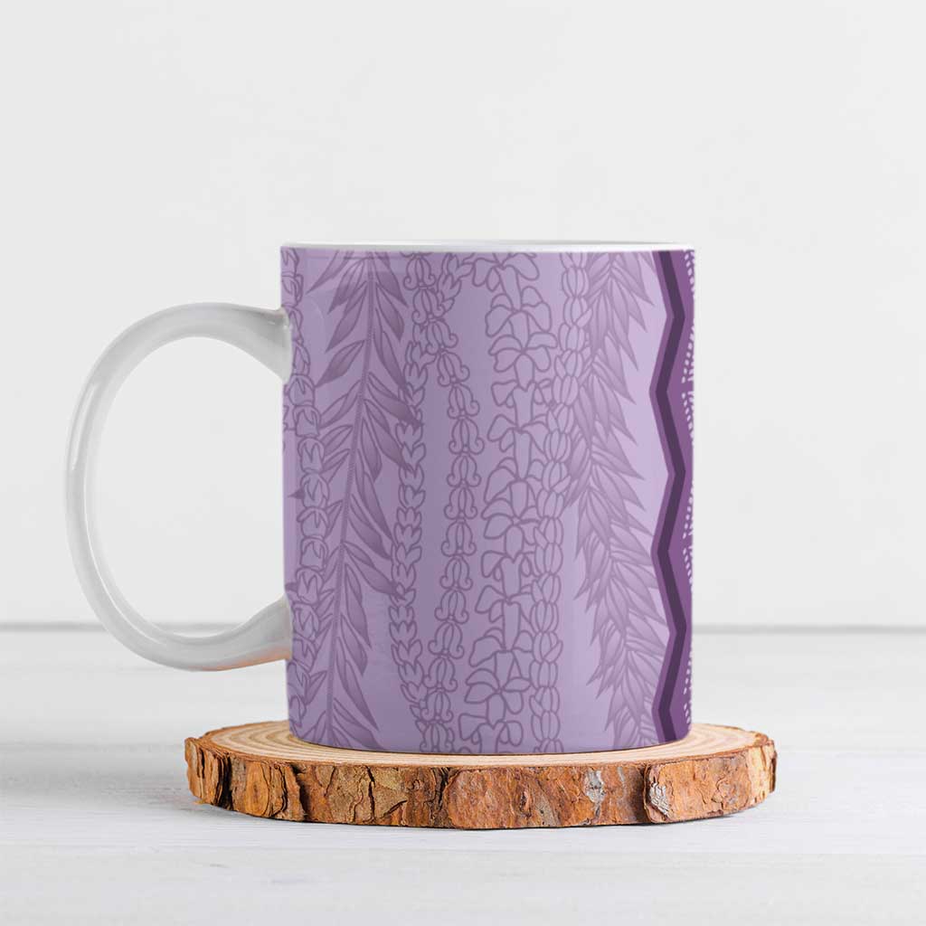 Vintage Violet Hawaiian Traditional Kapa Mix Flowers Lei Ceramic Mug