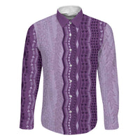 Vintage Violet Hawaiian Traditional Kapa Mix Flowers Lei Family Matching Puletasi and Hawaiian Shirt LT7 Dad's Shirt - Long Sleeve Violet - Polynesian Pride