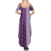 Vintage Violet Hawaiian Traditional Kapa Mix Flowers Lei Family Matching Summer Maxi Dress and Hawaiian Shirt LT7 - Polynesian Pride