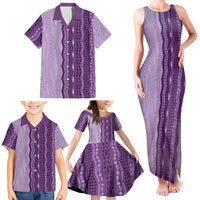 Vintage Violet Hawaiian Traditional Kapa Mix Flowers Lei Family Matching Tank Maxi Dress and Hawaiian Shirt LT7 - Polynesian Pride