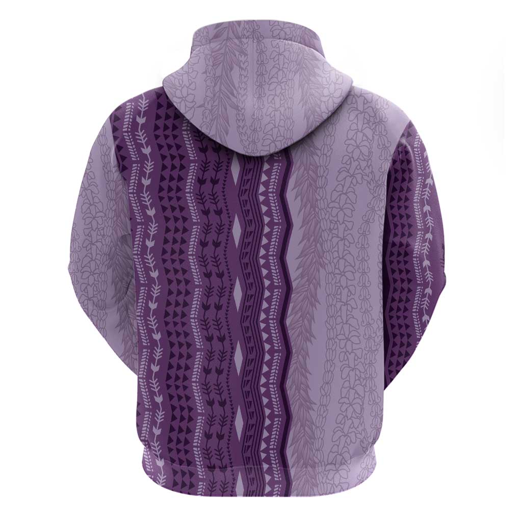 Vintage Violet Hawaiian Traditional Kapa Mix Flowers Lei Hoodie