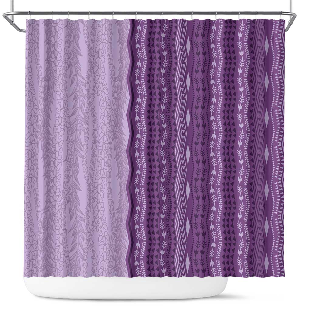 Vintage Violet Hawaiian Traditional Kapa Mix Flowers Lei Shower Curtain
