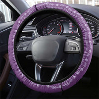 Vintage Violet Hawaiian Traditional Kapa Mix Flowers Lei Steering Wheel Cover