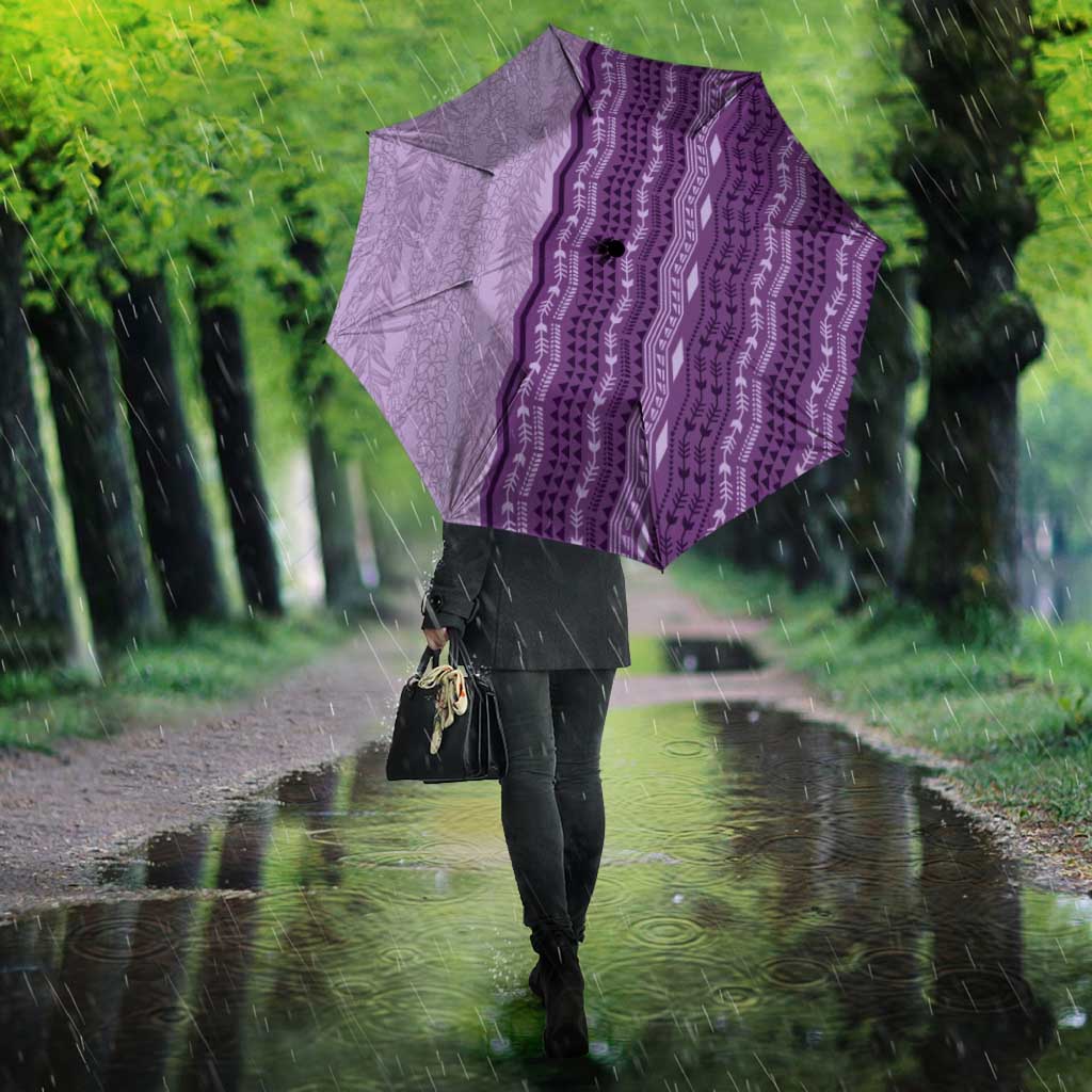Vintage Violet Hawaiian Traditional Kapa Mix Flowers Lei Umbrella