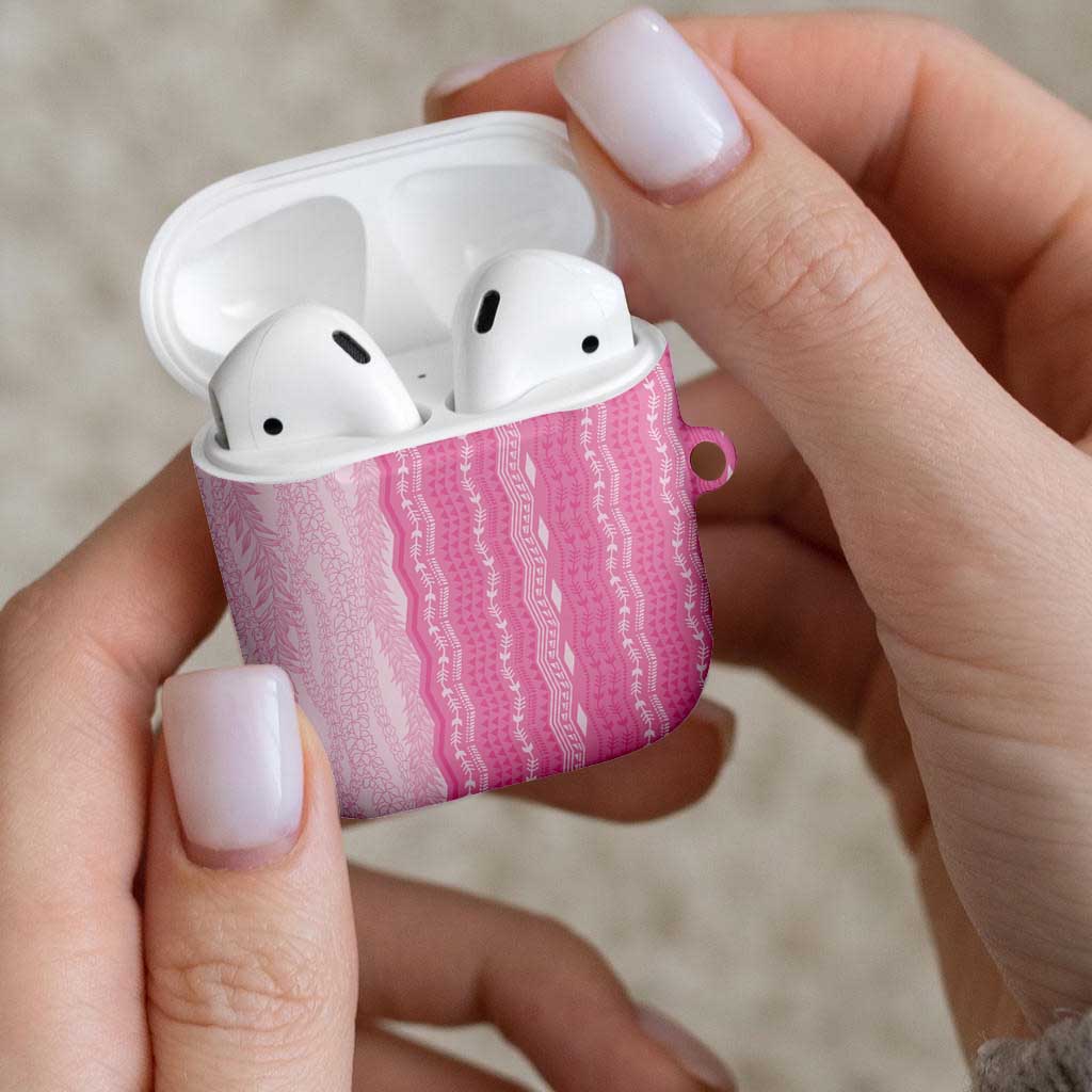 Vintage Pink Hawaiian Traditional Kapa Mix Flowers Lei AirPods Case