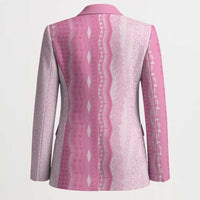 Vintage Pink Hawaiian Traditional Kapa Mix Flowers Lei Blazer