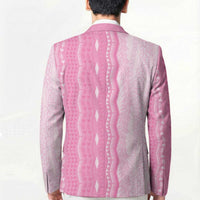Vintage Pink Hawaiian Traditional Kapa Mix Flowers Lei Blazer