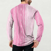 Vintage Pink Hawaiian Traditional Kapa Mix Flowers Lei Button Sweatshirt
