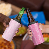 Vintage Pink Hawaiian Traditional Kapa Mix Flowers Lei 4 in 1 Can Cooler Tumbler